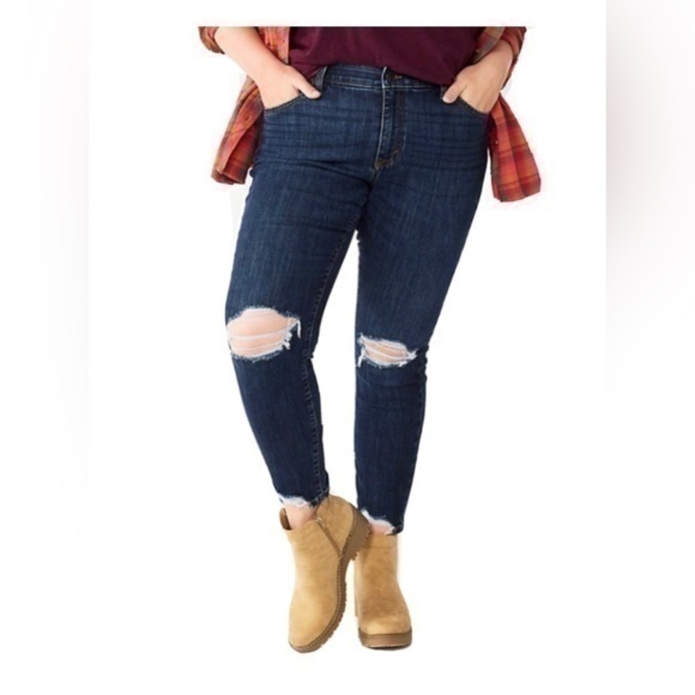 NWT Sonoma Ripped Jeans NEW Stretch Waistband Skinny size 24W $50